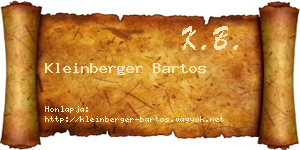 Kleinberger Bartos névjegykártya